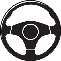 Steering Wheel Silhouette Black Vector | Car Drive Icon Clipart Design