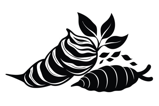 black and white taro root plant design clip art preview