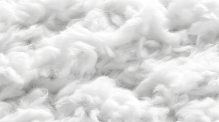 Close-up of Fluffy White Fibers Filling Frame, Macro Studio Shot, Abstract Texture, Soft Material, Clean and Pure
