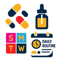 Medical flat icon vector with shadow featuring pill and capsule symbols for health and pharmacy design