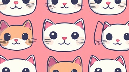 Fototapeta premium Cute cat faces pattern (15)