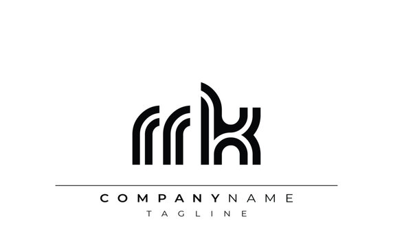 RRK Creative Unique Modern Letter Logo Design. Stylized logo featuring a unique letter design, presenting abstract minimalist aesthetics and modern appeal.