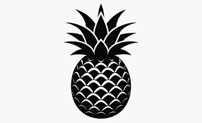 Pineapple Silhouette, Pineapple vector illustration, Pineapple outline icon, Tropical fruit silhouette