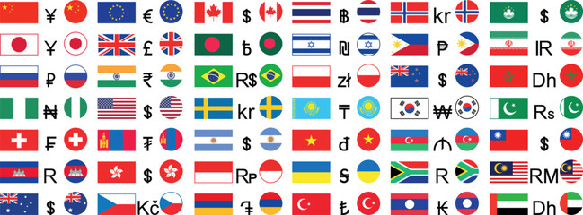 Currency set. Isolated currency on white background