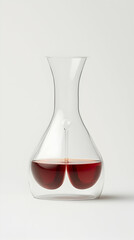 Double-breasted wine decanter, studio shot, red wine aerating, minimalist background, for wine websites