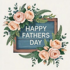 Happy Father's Day Floral Arrangement with Roses and Decorative Sign