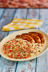 Dirty Rice with Grilled Pork Sausage