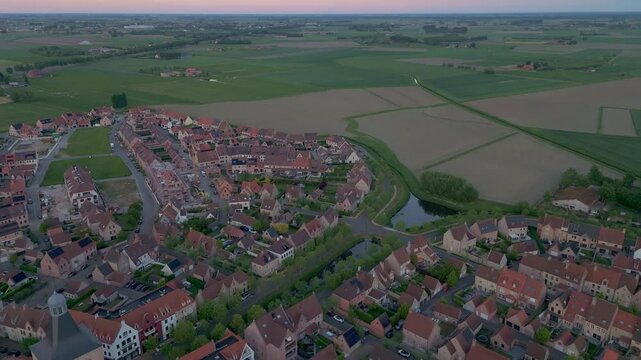 Golden Hour Flyover from Heulebrug to Farmland | 4K Drone by FlyLens