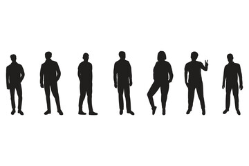 silhouette of girls and boys standing