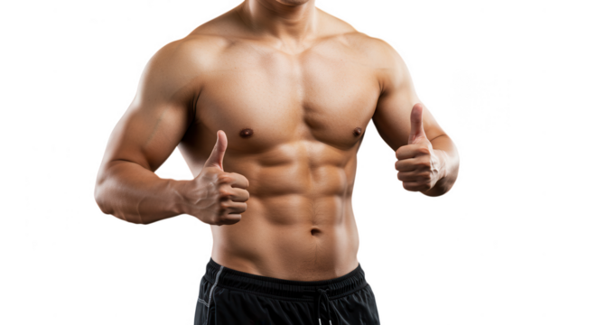 Muscular Man Showing Thumbs Up Fitness Success Healthy Lifestyle