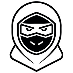 Intrepid female ninja in a stylized graphic design.