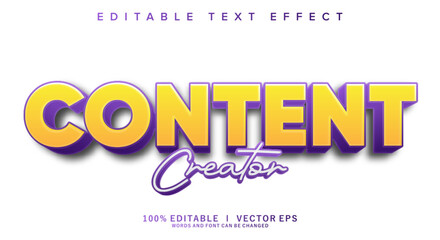 Fototapeta premium content creator vector text effect with modern style design