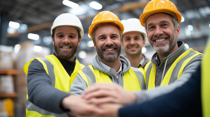 Teamwork and Collaboration Among Warehouse Workers in Safety Gear