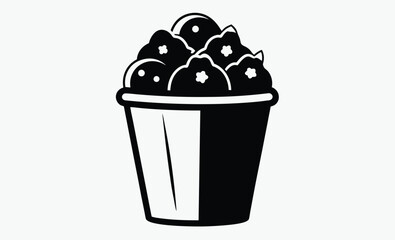 Fried chicken bucket, Chicken meal icon, Food silhouette vector