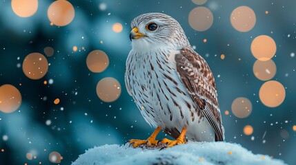 Raptor in Winter Scene