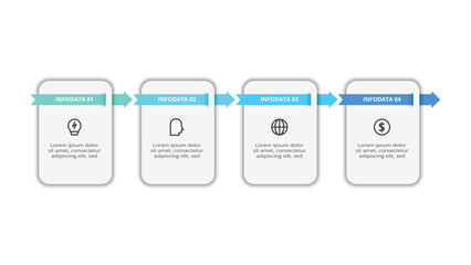 Workflow concept for infographic with 4 steps, options, parts or processes. Business data visualization.