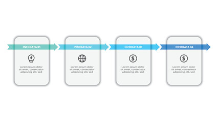 Workflow concept for infographic with 4 steps, options, parts or processes. Business data visualization.