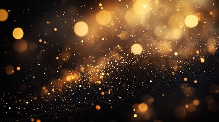 Obraz premium Sparkling Gold Dust and Lights - Abstract of glittering gold particles and warm light bokeh, symbolizing luxury, celebration, magic, hope, and joy