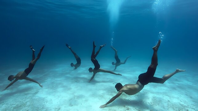 poses underwater ballet routine in artistic