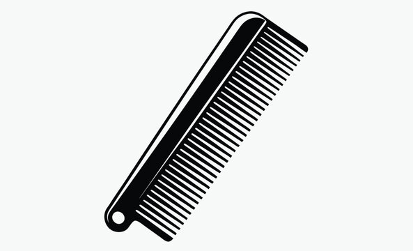 Plastic comb icon, Hair styling tool, Comb silhouette vector