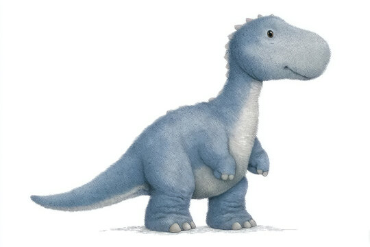 Plush cerulean dinosaur stands whimsically poised, evoking Cretaceous playtime magic, perfect for National Dinosaur Day and Fossil Appreciation Week - Powered by Adobe