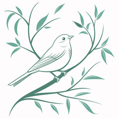 Elegant Light Green Bird Logo Design With Minimalist Features Adobe Illustrator Artwork