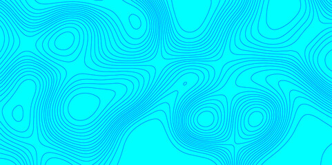 Blue line cyan color landscape geodesy topography wavy lines map background, blue cartographic pattern for trendy modern background and abstract curved reliefs geography texture and seamless design.