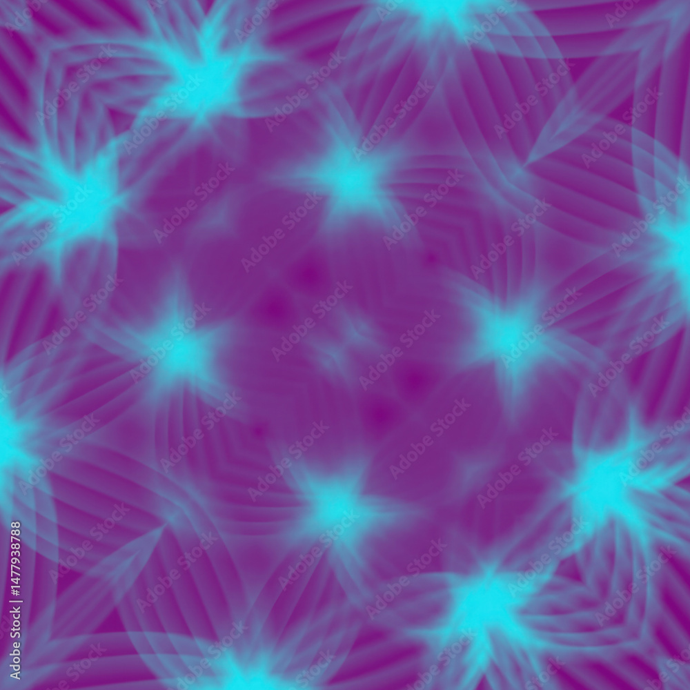 Poster Digital abstraction with a symmetrical pattern of thin blue lines on a violet background, creating a sense of harmony and balance in the image. 3d rendering