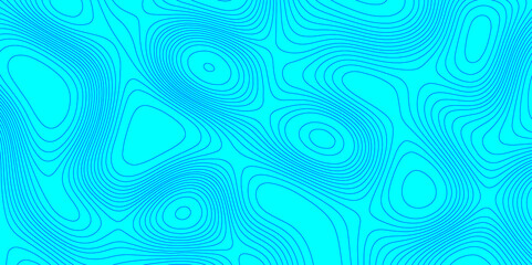 Blue line cyan color landscape geodesy topography wavy lines map background, blue cartographic pattern for trendy modern background and abstract curved reliefs geography texture and seamless design.