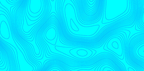 Blue line cyan color landscape geodesy topography wavy lines map background, blue cartographic pattern for trendy modern background and abstract curved reliefs geography texture and seamless design.