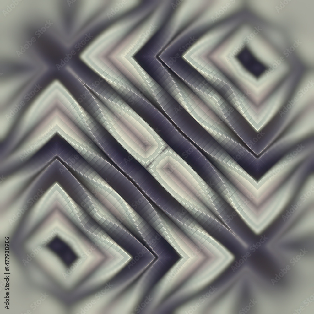 Poster A mesmerizing symmetrical composition of interlocking geometric shapes. Abstract intricate wave pattern. 3d rendering digital illustration