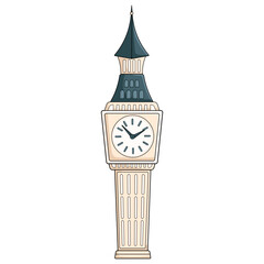 London Clock Tower illustration in cartoon style for travel designs