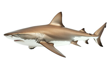 Obraz premium Bronze Great White Shark Swimming on a Black Background