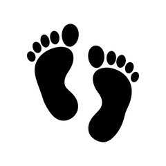 Two black footprints on a plain white background