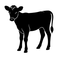 Silhouette of a young calf standing in full view