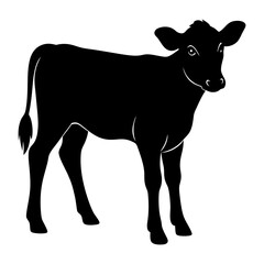 Silhouette of a young calf standing in full view