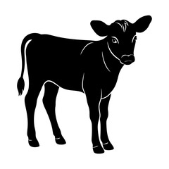 Silhouette illustration of a standing young calf