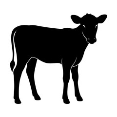 Silhouette of a young calf standing in full view