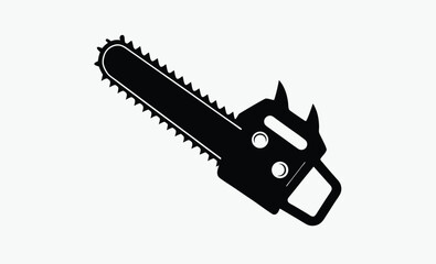 Chainsaw silhouette, A black and white chainsaw silhouette, vector illustration 
