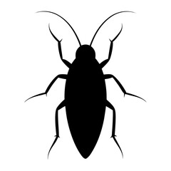 Silhouette of a cockroach with long antennae shown
