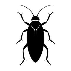 Silhouette of a cockroach with long antennae view