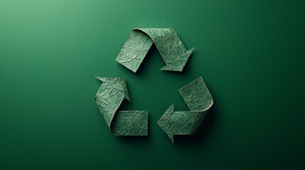 Recycled symbol on green background