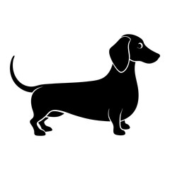 Silhouette of a dachshund standing on a white background