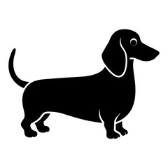 Silhouette of a dachshund standing in profile view