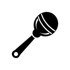 Illustration of a black and white baby rattle toy