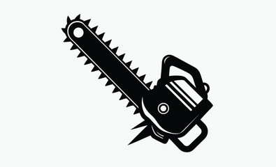 Chainsaw silhouette, A black and white chainsaw silhouette, vector illustration 