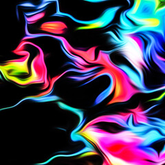 Abstract fluid art digital painting and dynamic swirling patterns with vibrant color transitions.