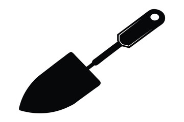 Black Gardening Trowel Garden Tool Icon, Handheld Shovel for Planting and Weeding