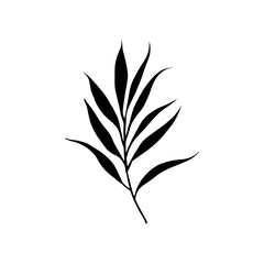 Clean Botanical Emblem. Crisp black leaf illustration with minimalist elegance, ideal as a nature emblem, logo element, or tattoo design.