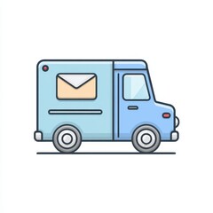 Cute Cartoon Mail Truck Icon Illustration